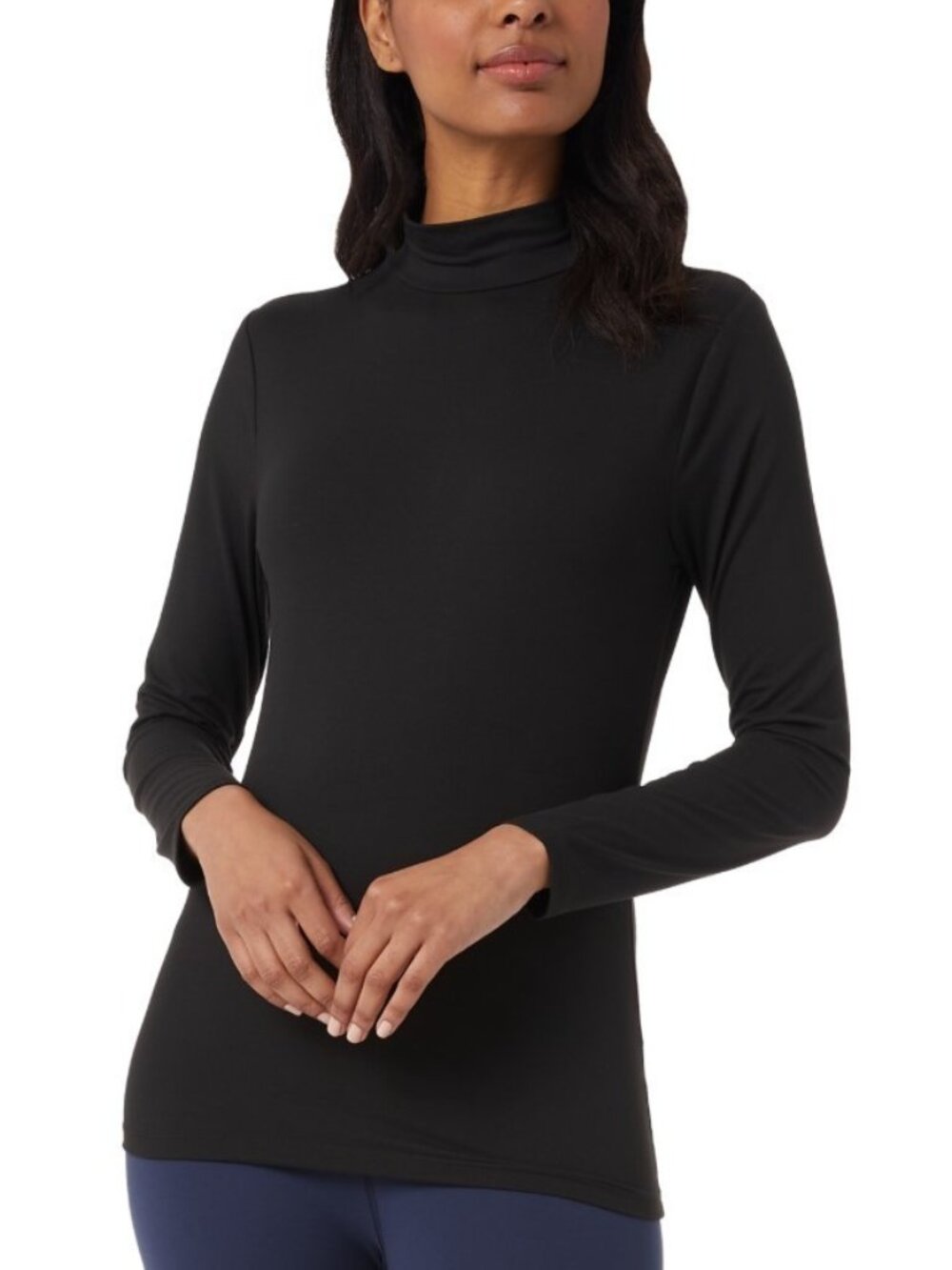 32 Degrees Women's Mock-Neck Long-Sleeve Top Black XL